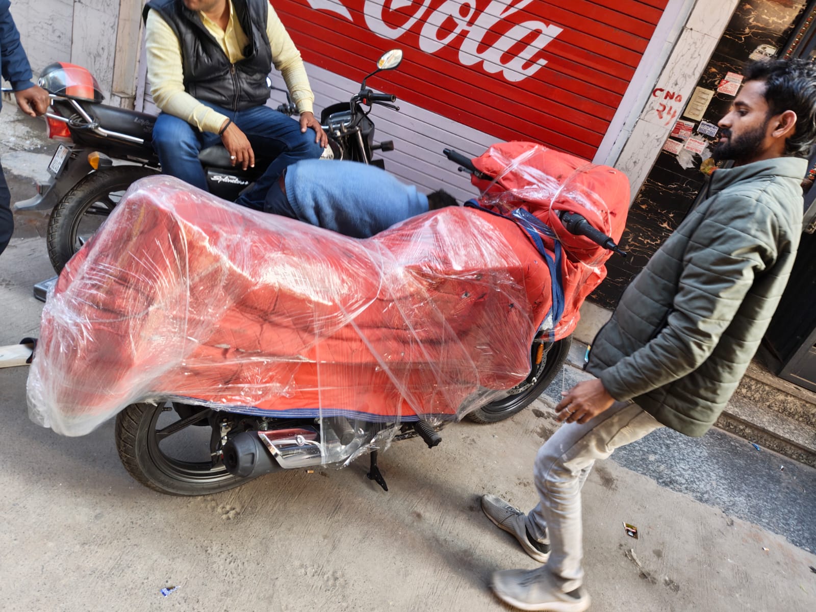 Bike packing with protection for shifting